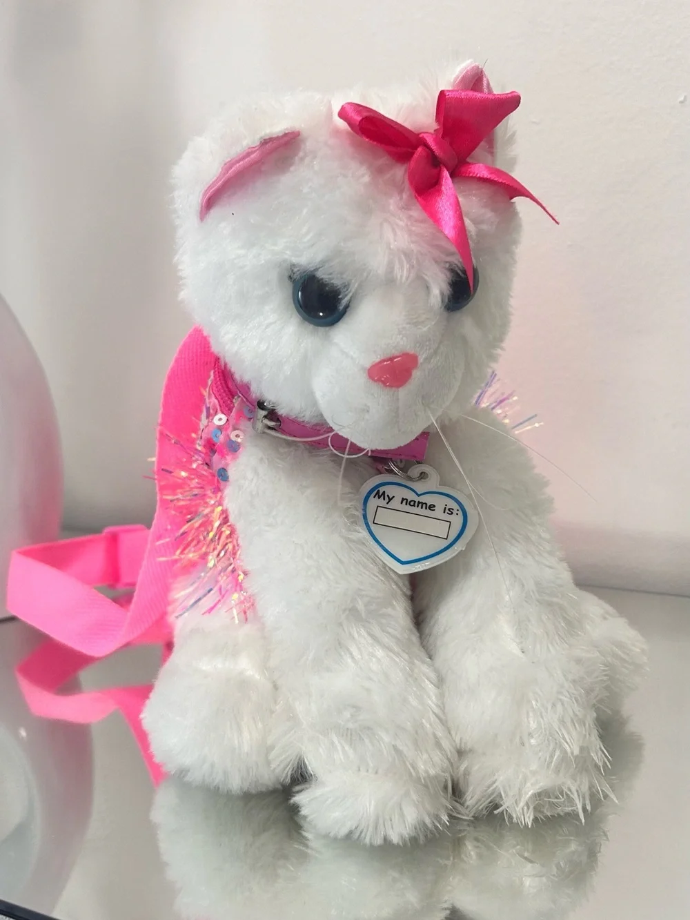 Cute Plush Cat Mini Backpack Toddler Pink Girls Small Bag Kawaii